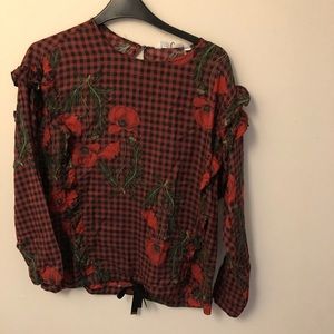 Zara Floral Checked Top